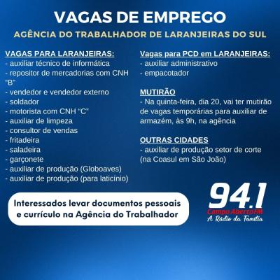 LS: Vagas de emprego na Agência do Trabalhador